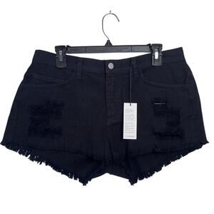 O2 Denim Beach Blast Distressed Denim Black Shorts